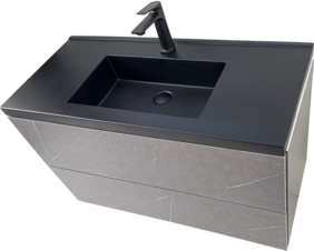Голяма мебел за баня сив мат с черен мат мивка Siena 100 Concrete B